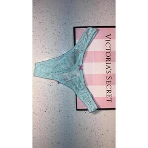 NWT Victoria's Secret Tease Blue High-Leg Scoop Thong Sheer Panty Size XS